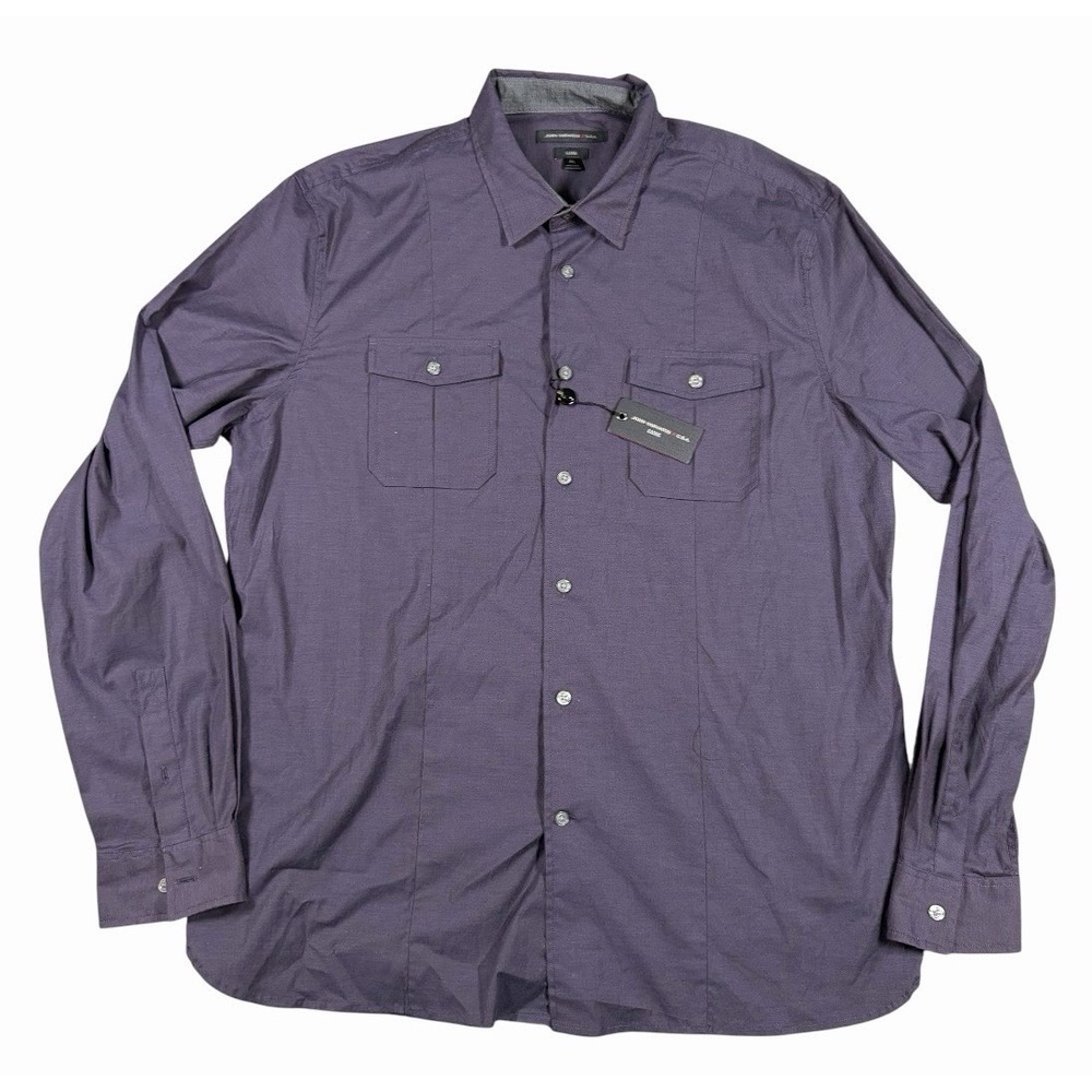 John Varvatos Men's Luxe Button Up Long Sleeve Dress Casual Shirt Purple Sz XL